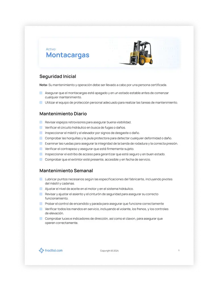 Checklist: Montacargas
