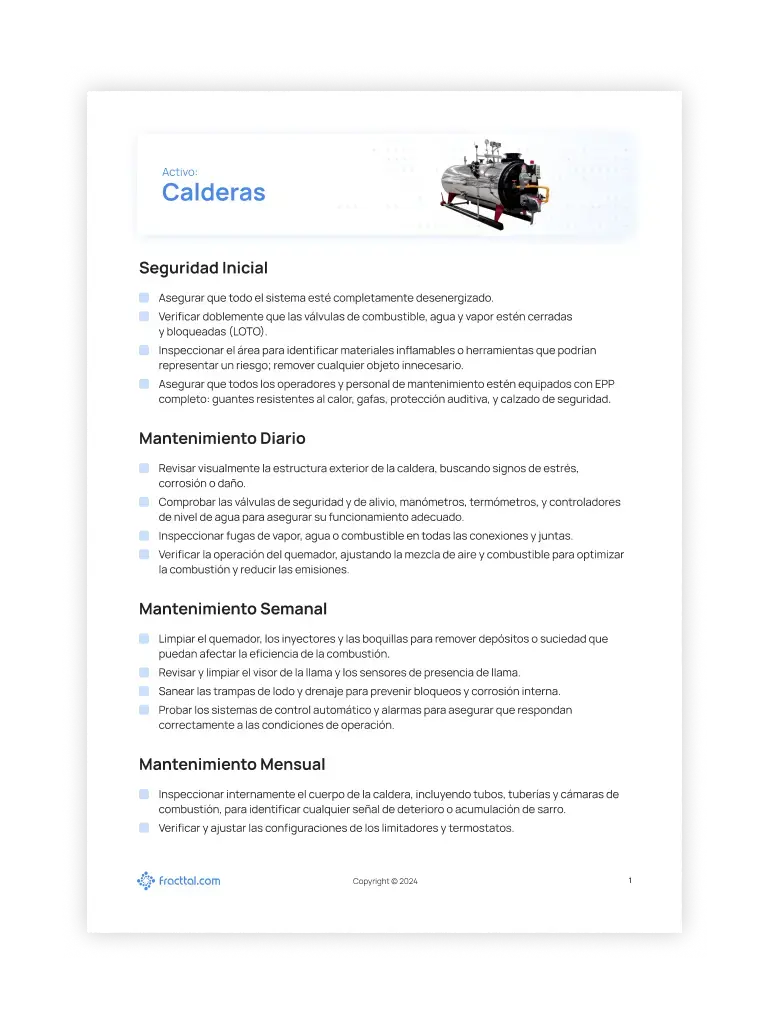 Checklist: Calderas