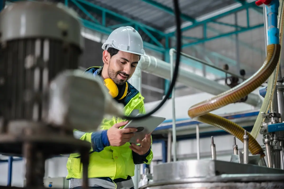 Técnico realizando el mantenimiento de equipo